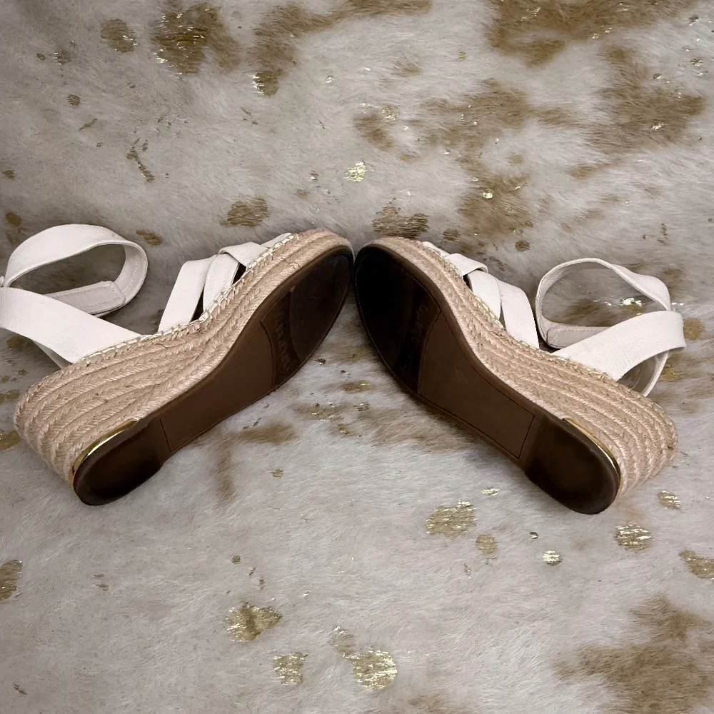 Franco Sarto Carmina Espadrille Wedge Sandals Women Sz 7. 5 Excellent Ivory